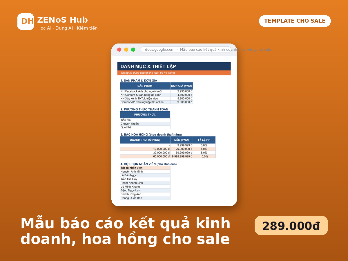 Quản lý doanh thu & hoa hồng Sale