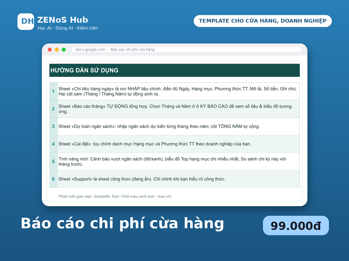 Báo cáo chi phí cửa hàng